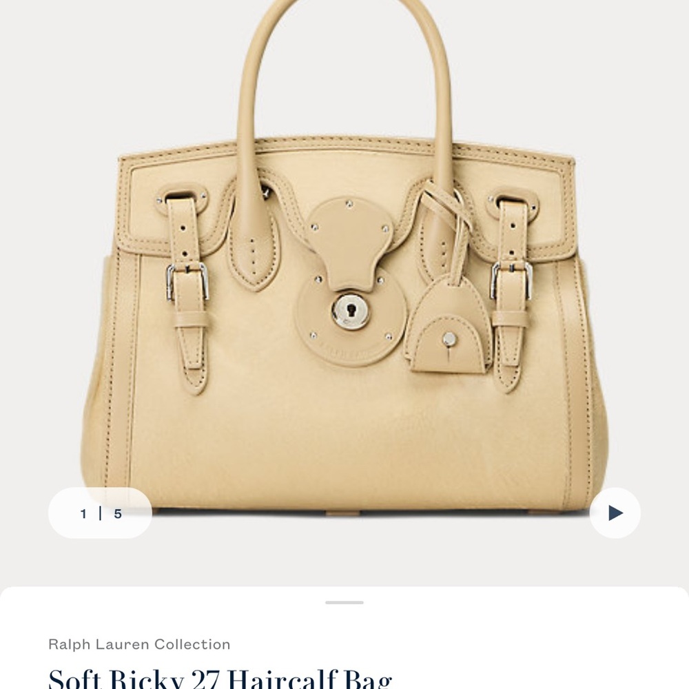 Ralph Lauren Soft Ricky 27 Haircalf Bag - Tan